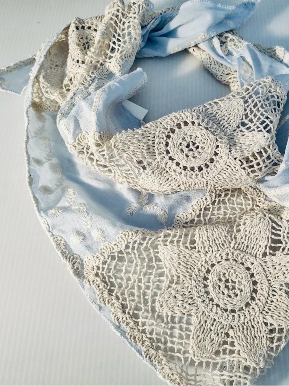 House of Harlow 1960 Crochet Headscarf In Light Blue